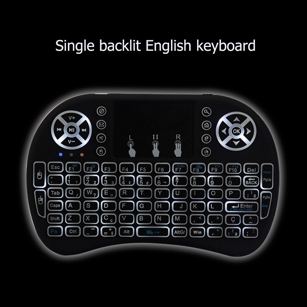 Vontar Backlight I8 Engels Russisch Spaans 2.4 Ghz Wireless Keyboard Air Mouse Touchpad Backlit Voor Android Tv Box Mini Pc
