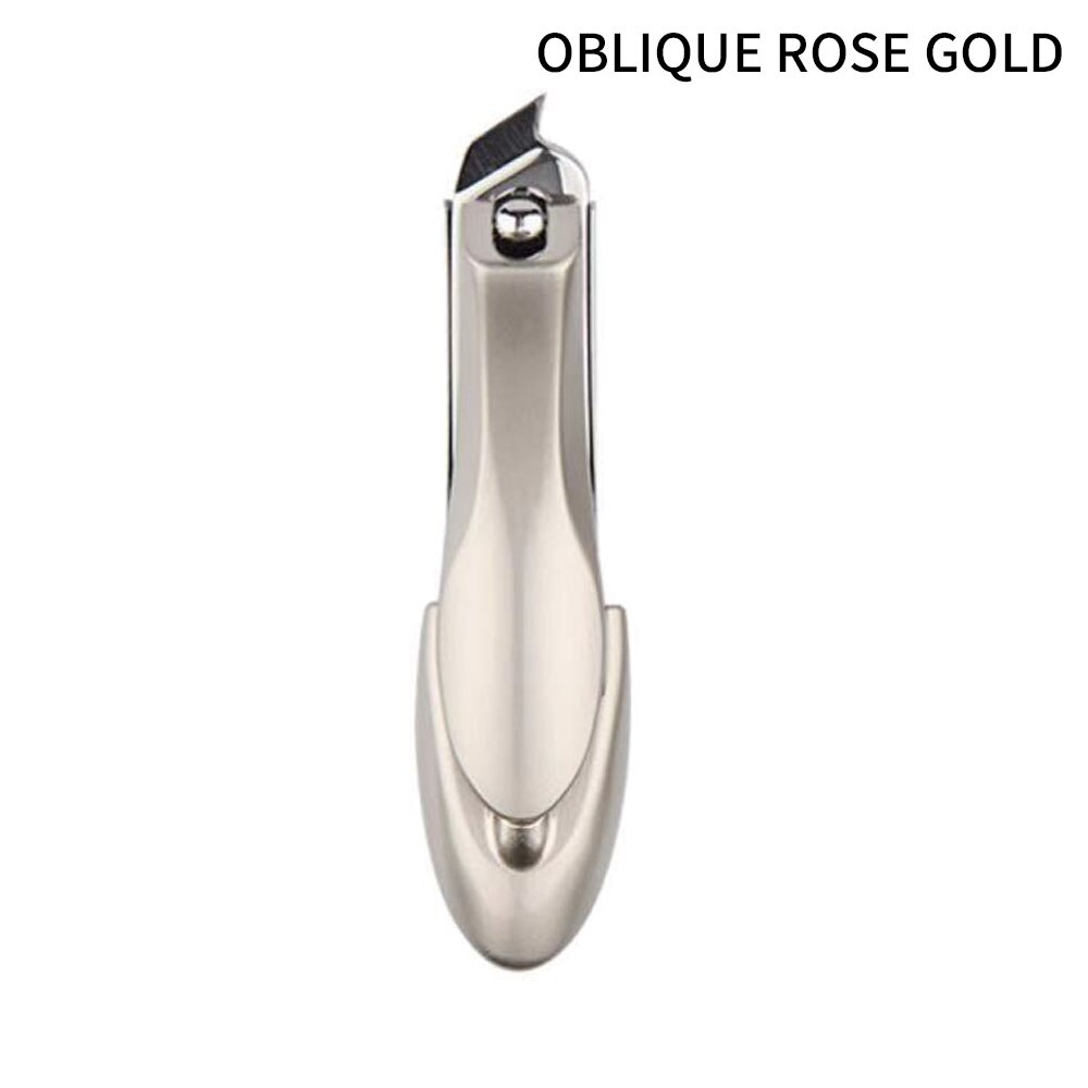 Splash-proof stainless steel nail clippers manicure tools pedicure scissors nail toenail outdoor: Oblique rose gold