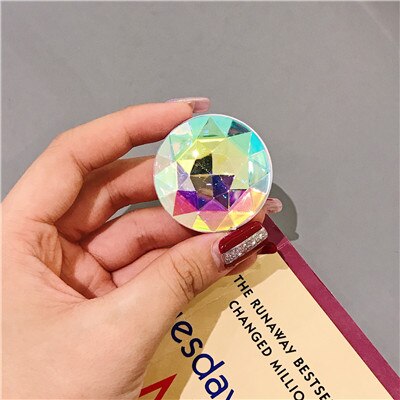 Luxury Colorful 3D gem Popular Round Mobile Phone Folding Stretch Bracket Phone Holder Case Finger Holder Mobile Phone Stand: 1