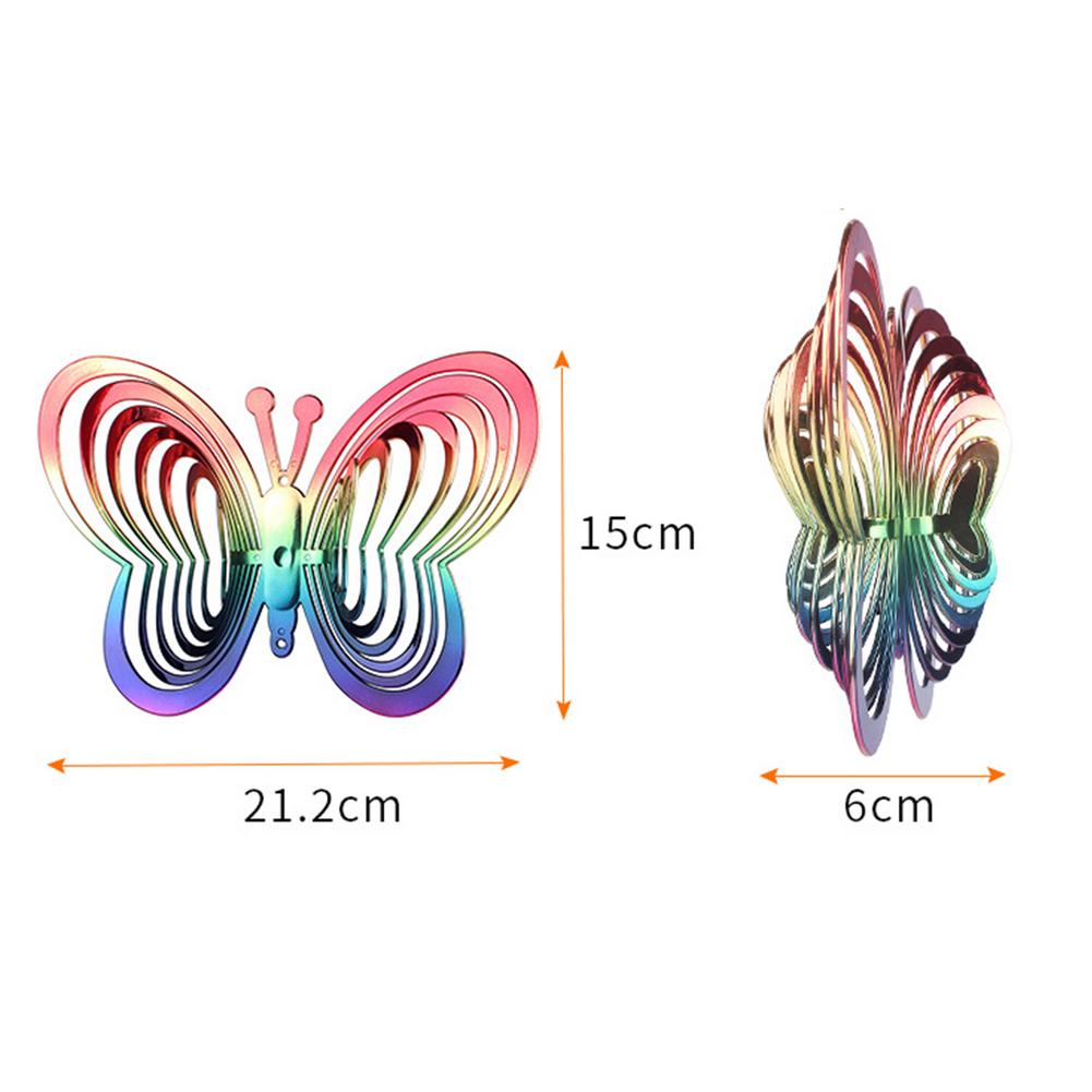 Beating Wind Spinner Butterfly Shape 3D Rotating Wind Chime Bell Hanging Ornament Wind Catcher Outdoor Garden Decoration