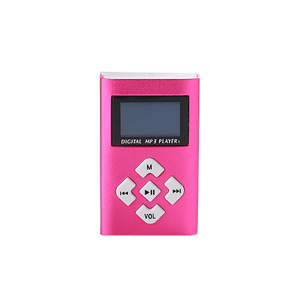 Reproductor de MP3 y Mp3 portátil, con pantalla y botón, de Metal y aluminio: Pink 