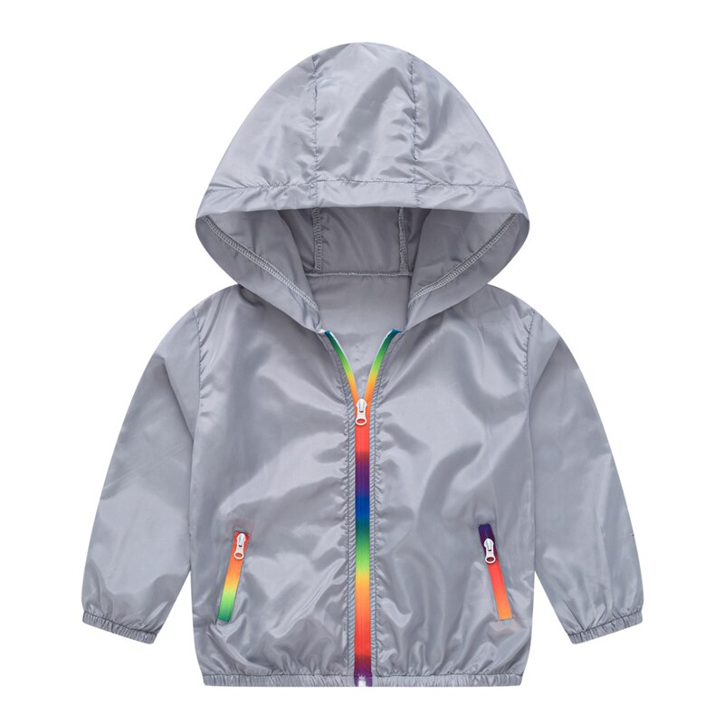 Children Toddler Sunscreen Jacket Thin Breathable light Sun Protective Outdoor Coat Hooded Anti-UV Summer Beach Clothes Rainbow
