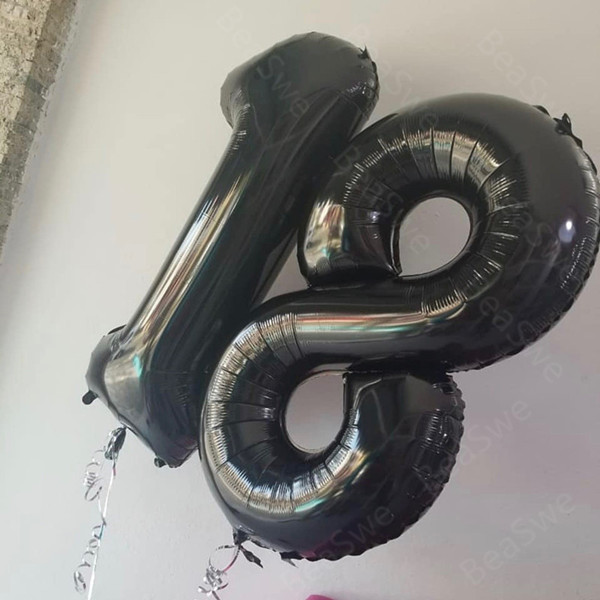 2pcs/lot Large Size Foil number Balloons 40inch Rainbow Rose Gold Happy 18th Birthday Anniversary Party Decor Supplies