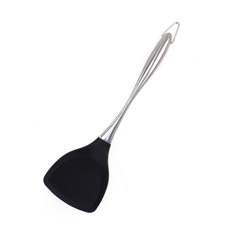 kitchen accessories Stainless Steel Silicone Spatula Non-Stick Pan Hollow Handle Soup Spoon Spatula Kitchenware Set kitchen set: A