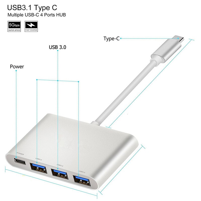 3.1 USB C HUB tipo C a USB 3.0 convertitore Splitter per Tablet PC Macbook windows 7810 Mac OS Linux adattatore Hab accessori per Laptop