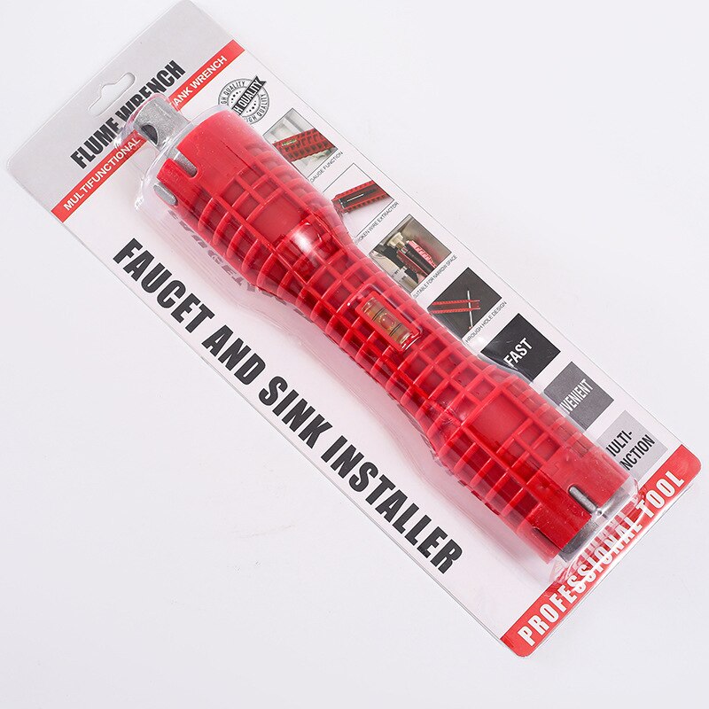 Faucet and Sink Installer Multi-purpose Wrench for Toilet Bowl Sink Bathroom Kitchen Plumbing: Red 2