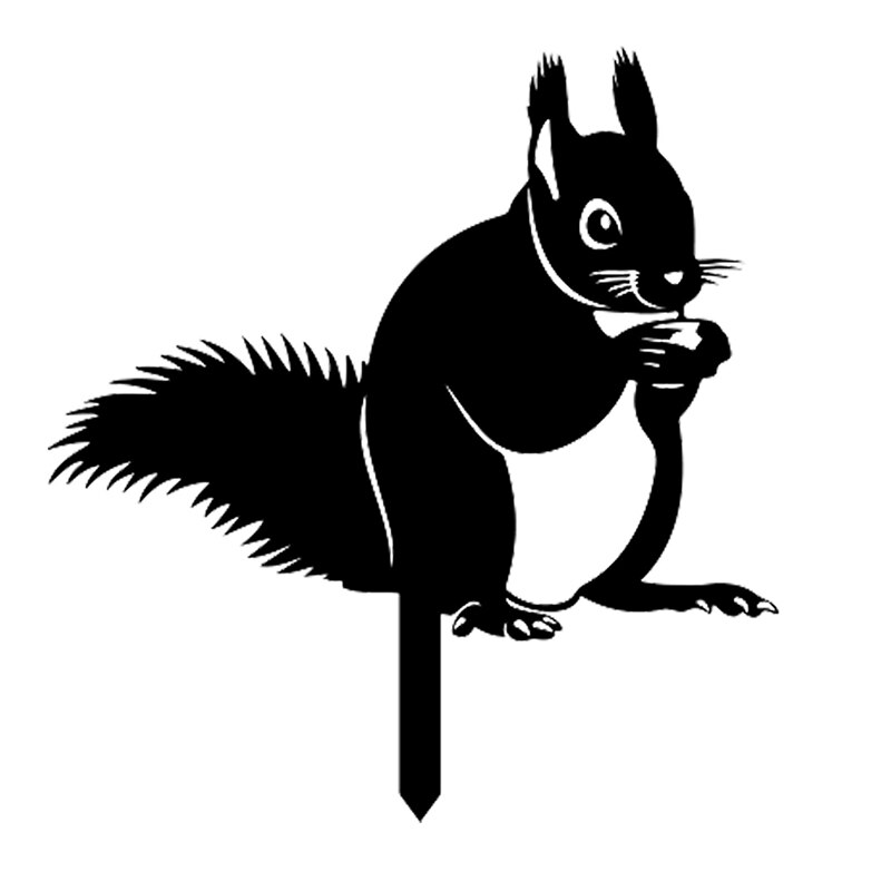 Squirrel Yard Art Decor Outdoor Lawn Black Metal Squirrel Silhouette Decor Garden Ground Insert Backyard Lawn Stakes