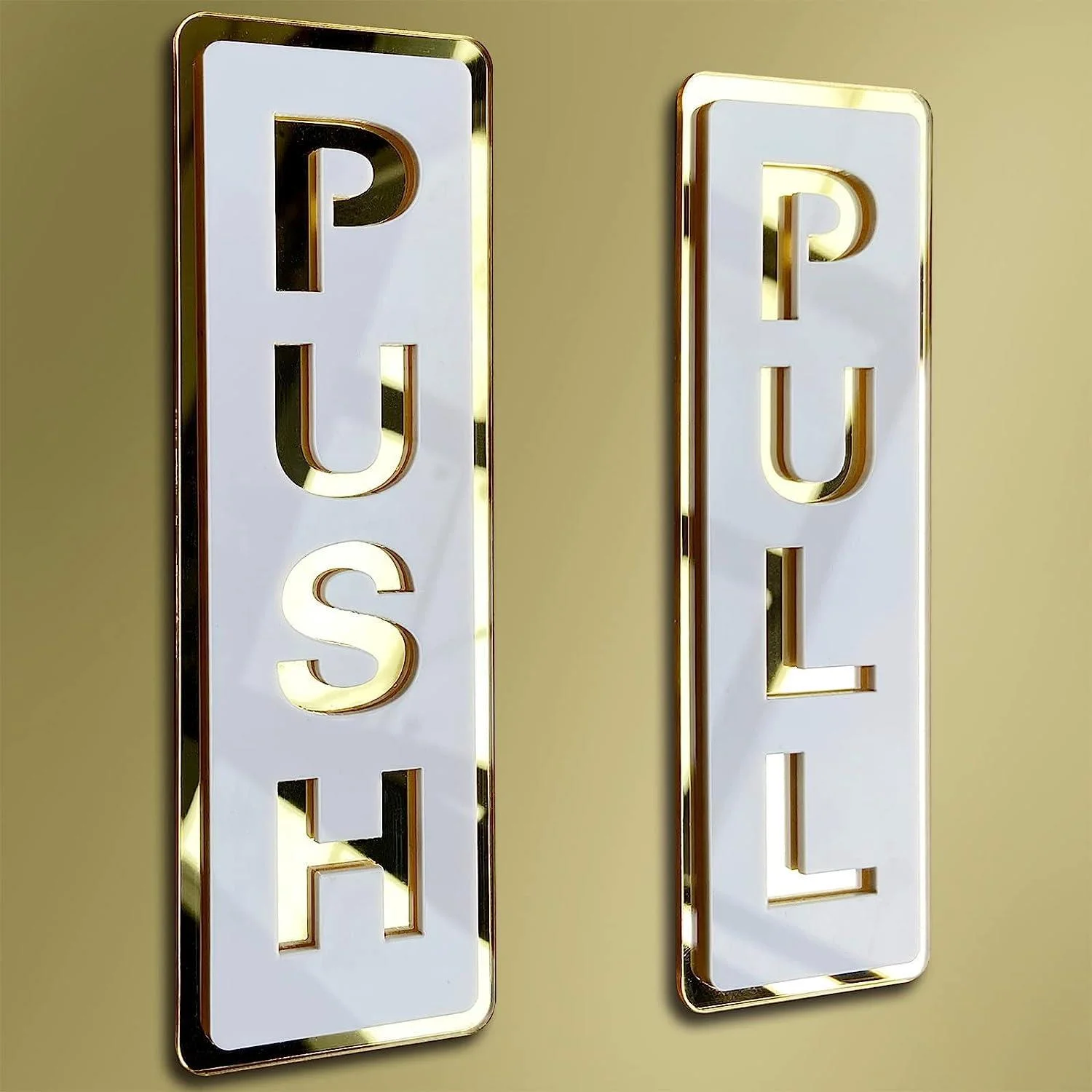Señal de puerta de empuje y tracción, pegatinas de pared de espejo 3D, letras, calcomanía de símbolo de empuje y tracción para tienda, Hotel, restaurante, cafetería, banco, centro comercial, decoración
