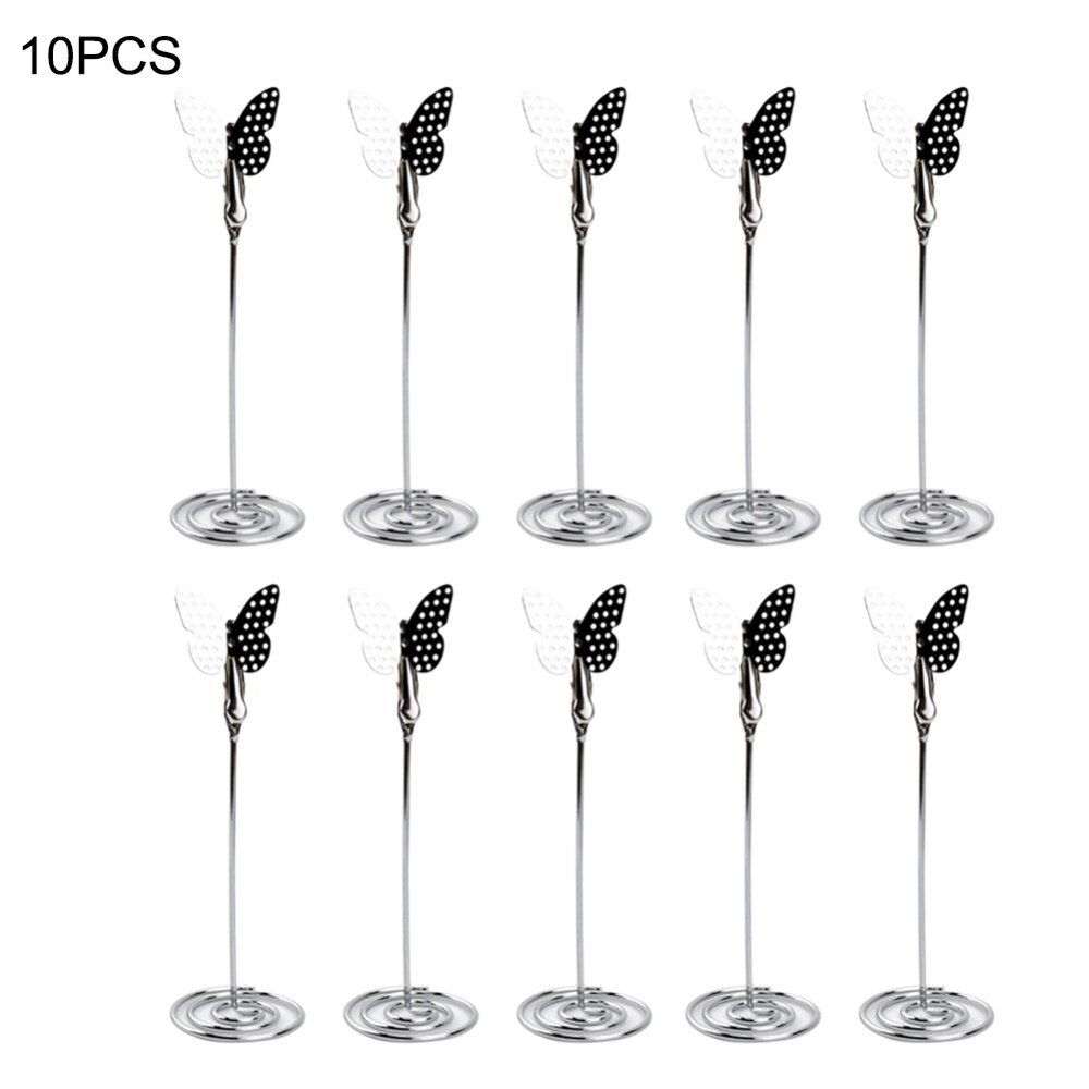 10 Pcs Goldene Schmetterling Herz Form Schreibtisch Notizen Ordner Herz Form Clips Hochzeit Gefälligkeiten Platz-kartenhalter Tisch Foto Clips: 10pc Sliver