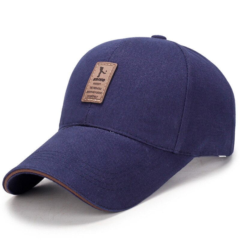 Baseball Cap Männer Frauen 100% Baumwolle Dicker Material Krempe Länger Keine reizung der Haut Plain Schwarz Sport Cool Einstellbar: Navy Blue