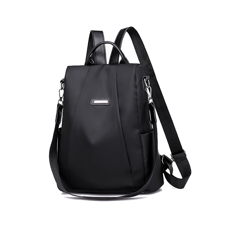 Mochila negra de gran capacidad para mujer, bolso de hombro femenino, mochila blanda Oxford para mochila de adolescente, de viaje, nueva: B-black