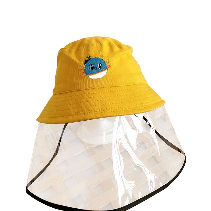 Trend Kids Child Anti-Spitting Protective Hat Cute Cartoon Bucket Caps with Clear Safety Full Face Shield Cover