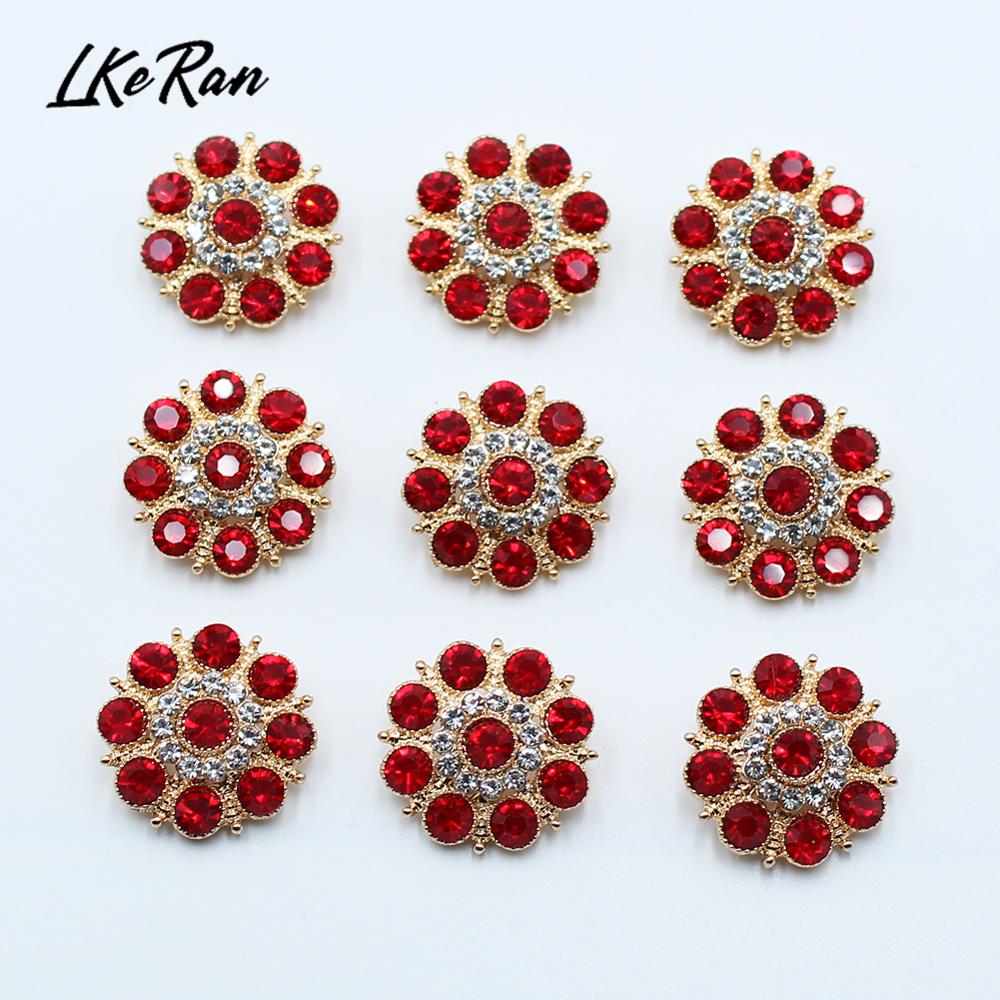 10 pièces de boutons en diamant strass de 20MM, Base de tige en alliage pour bricolage, accessoires de couture, décorations de mariage artisanales