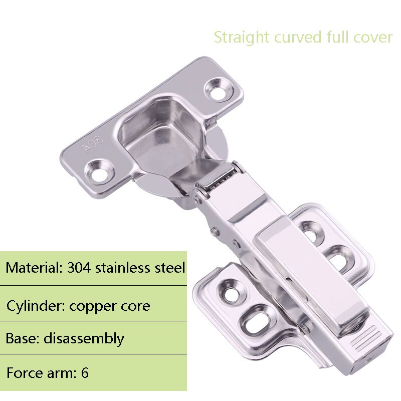 Adskillelse 90 ~ 110 grader 6- arm hydraulisk hængsel dæmpning buffer soft close rør hængsel 304 rustfrit stål stor vinkel: Fuld dækning 304