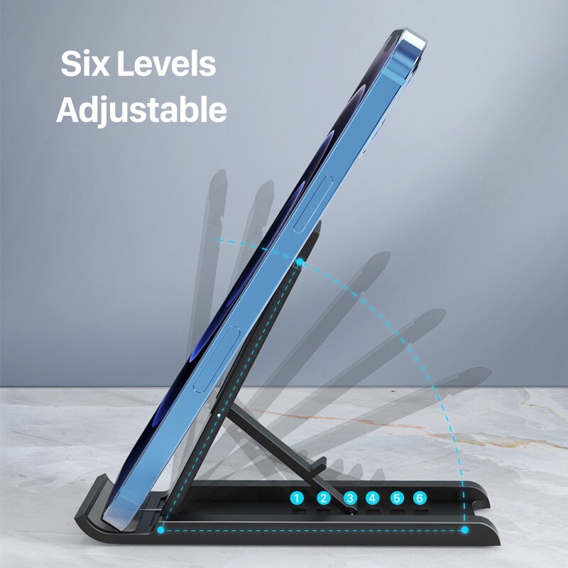 CABLETIME Six Levels Phone Holder Stable Non-slip Secure Snap ABS Compatible with Tablet PhoneHolder Adjustable Stand C427