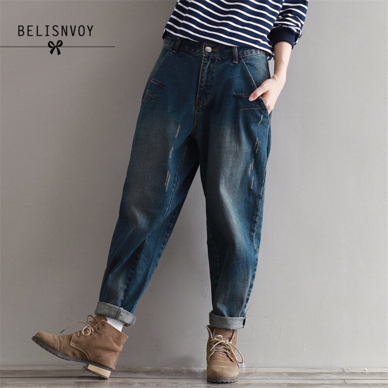 Jean sarouel pour femme, pantalon Denim décontracté, grande taille 3XL, ample, Vintage, style Boyfriend, collection automne hiver