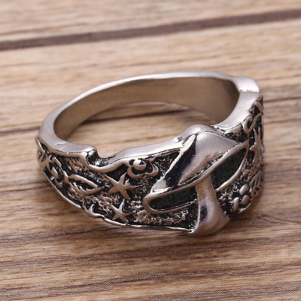 Coconal Vintage Wilde Paddestoel Bloem Patroon Ring Voor Mannen Vrouwen Retro Punk Verklaring Ring Nachtclub Biker Ringen Starry Ring