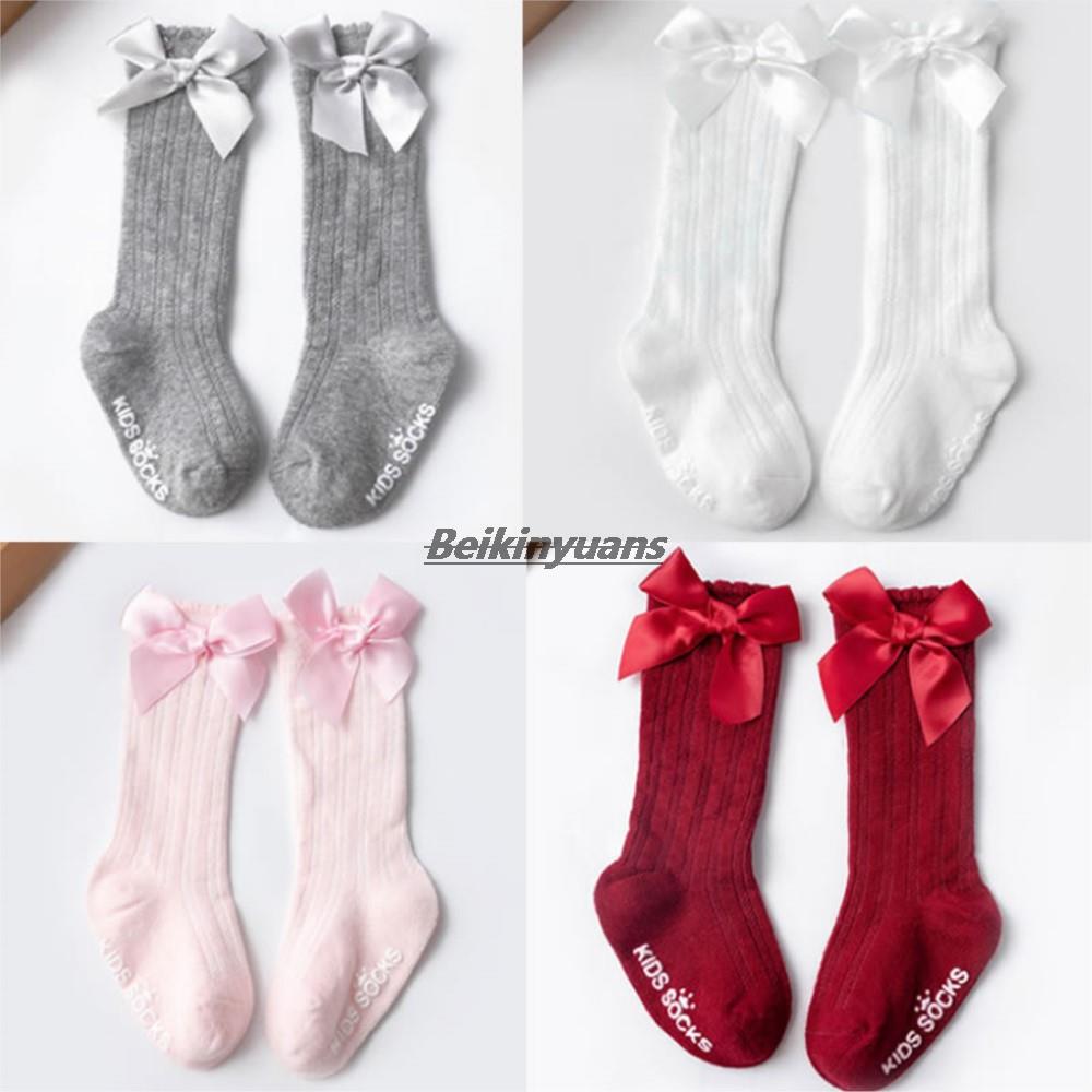 Kinderen Sokken Peuters Meisjes Grote Boog Knie Hoge Lange Zachte Katoen Kant Baby Sokken Kinderen Prinses Anti-Slip sok Legwarm