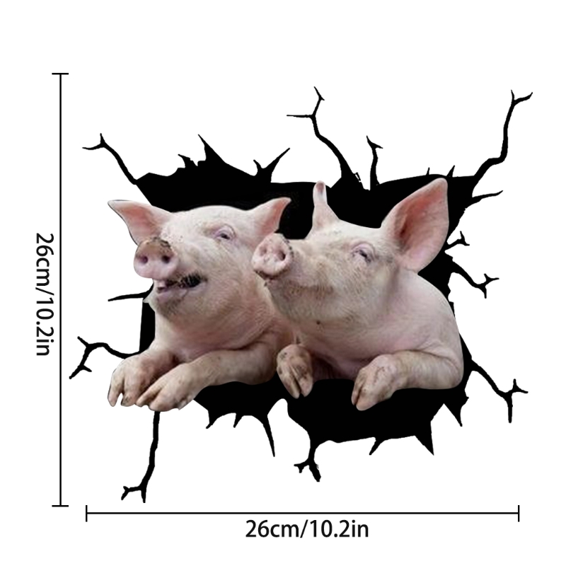 Pegatinas tridimensionales para ventana de coche, calcomanías 3D con grietas de cerdo, 594C