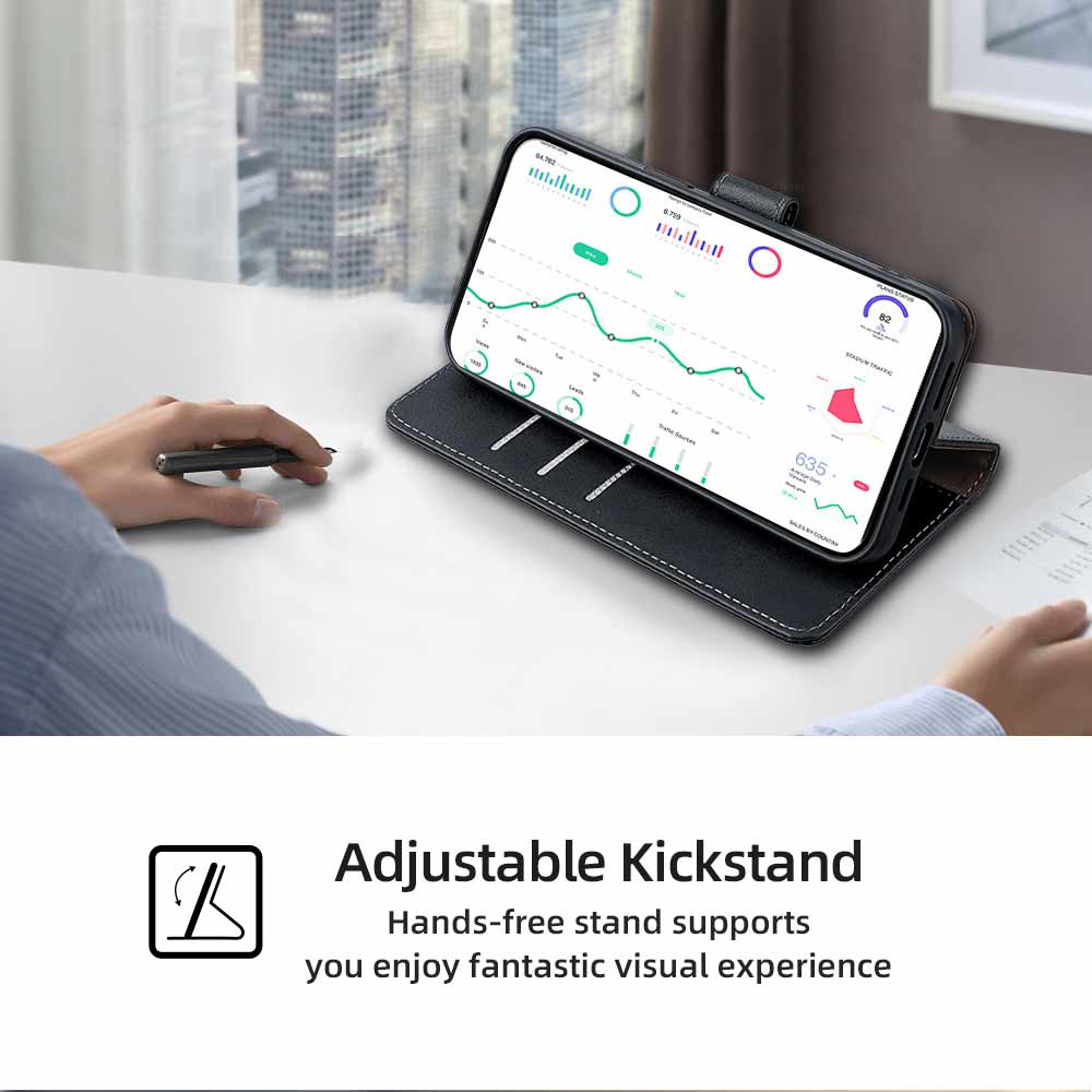 RFID Blocking Flip Magnetic Buckle Wallet Case for iPhone 16 Pro Max 16 Plus Protective Cover Leather Book Case With Card Holder