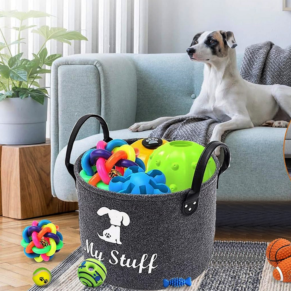 Caja de juguetes de fieltro para mascotas, cesta de almacenamiento de juguetes para mascotas, caja de juguetes para perros, cesta de almacenamiento especial para organizar suministros para mascotas, manta, caja de almacenamiento para mascotas