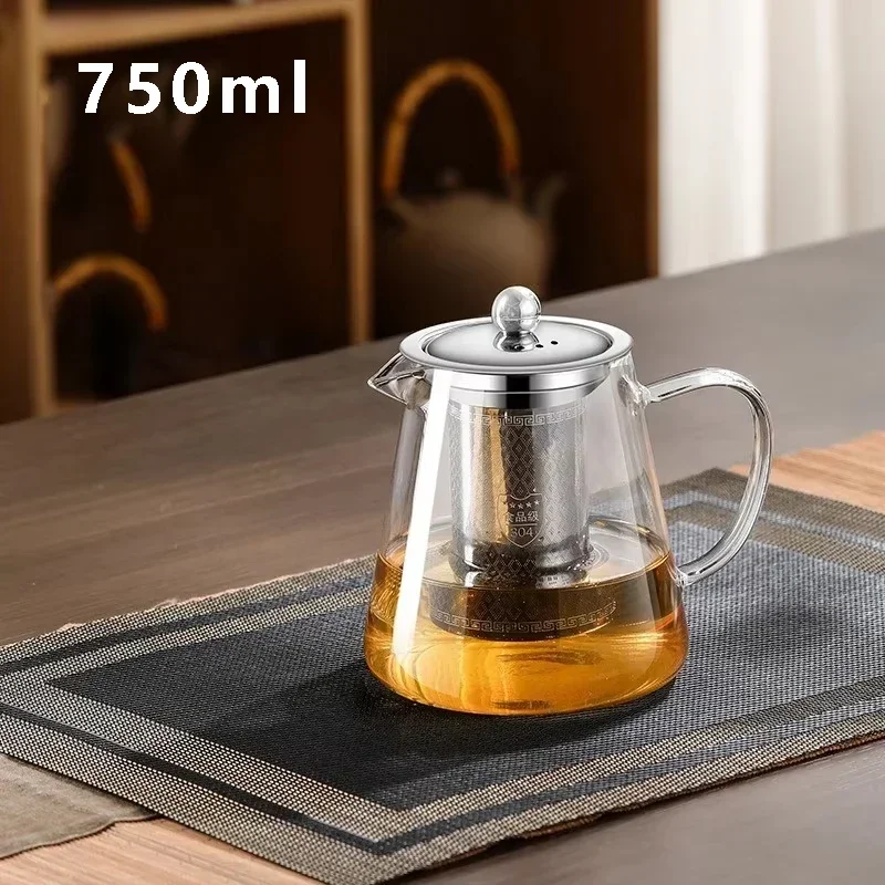 Heat Resistant Glass Teapot for Induction Cooker Tea Kettle With Stainless Steel Strainer Infuser Kung Fu Teawear Glass Teapot: light green