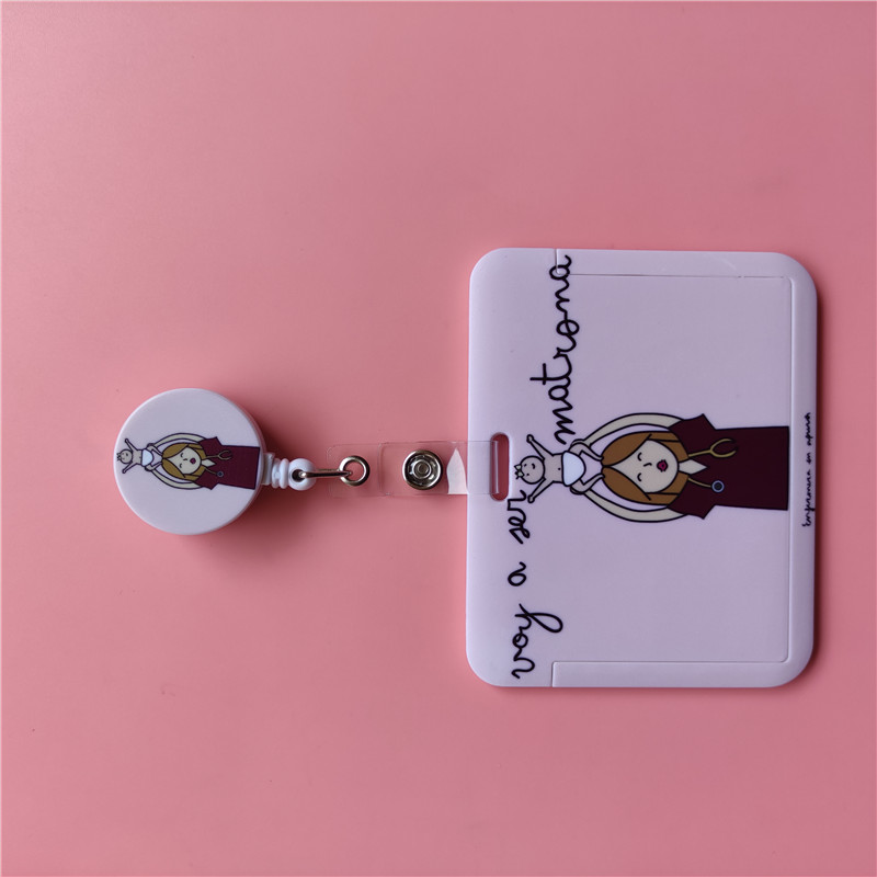 Doctor Nurse Cute Name ID Badge Holder Hard Case with Neck Lanyard Bus Card Holder Keychain Strip Set for Nurse Name Card Case: Mineral Purple