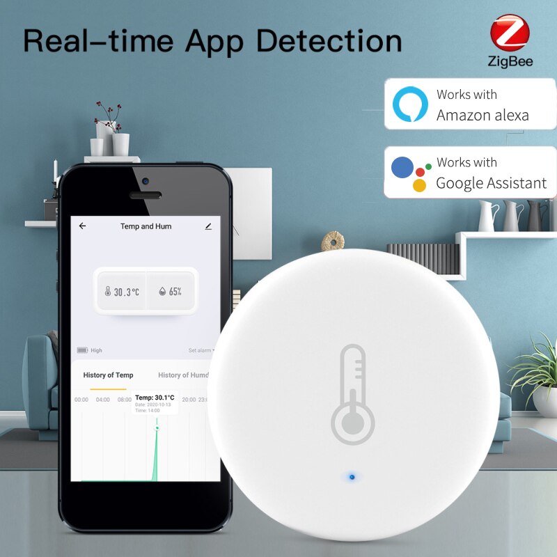 5PCS Smart Air Pressure Temperature Humidity Environment Sensor Smart Control Alexa Via Home APP Zigbee Connection Smart Home