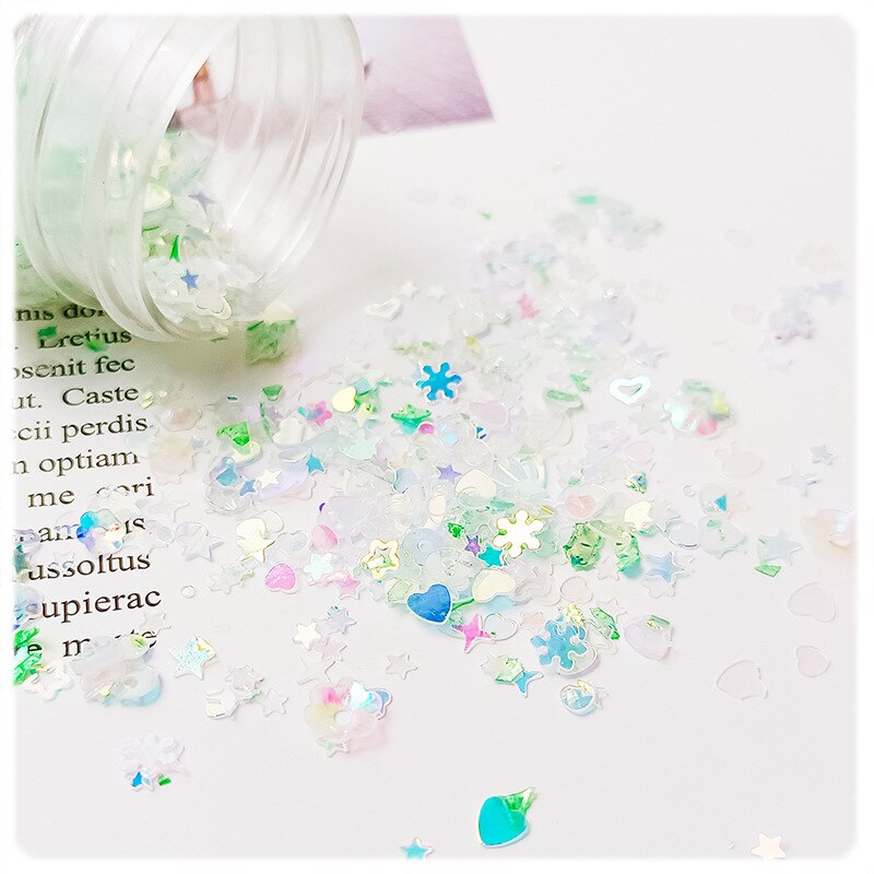 20g 3mm-8mm Sequins PVC Flat Five-pointed Star Heart Shell Mixed Loose Sequin Paillettes Sewing Craft DIY Scrapbooking