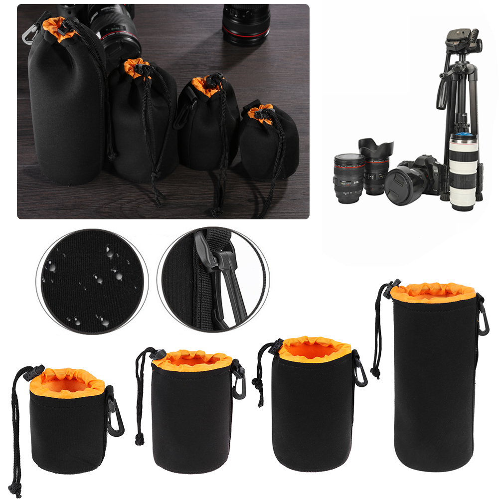 Waterproof Soft Neoprene Camera Lens Pouch Bag Drawstring Protector Case