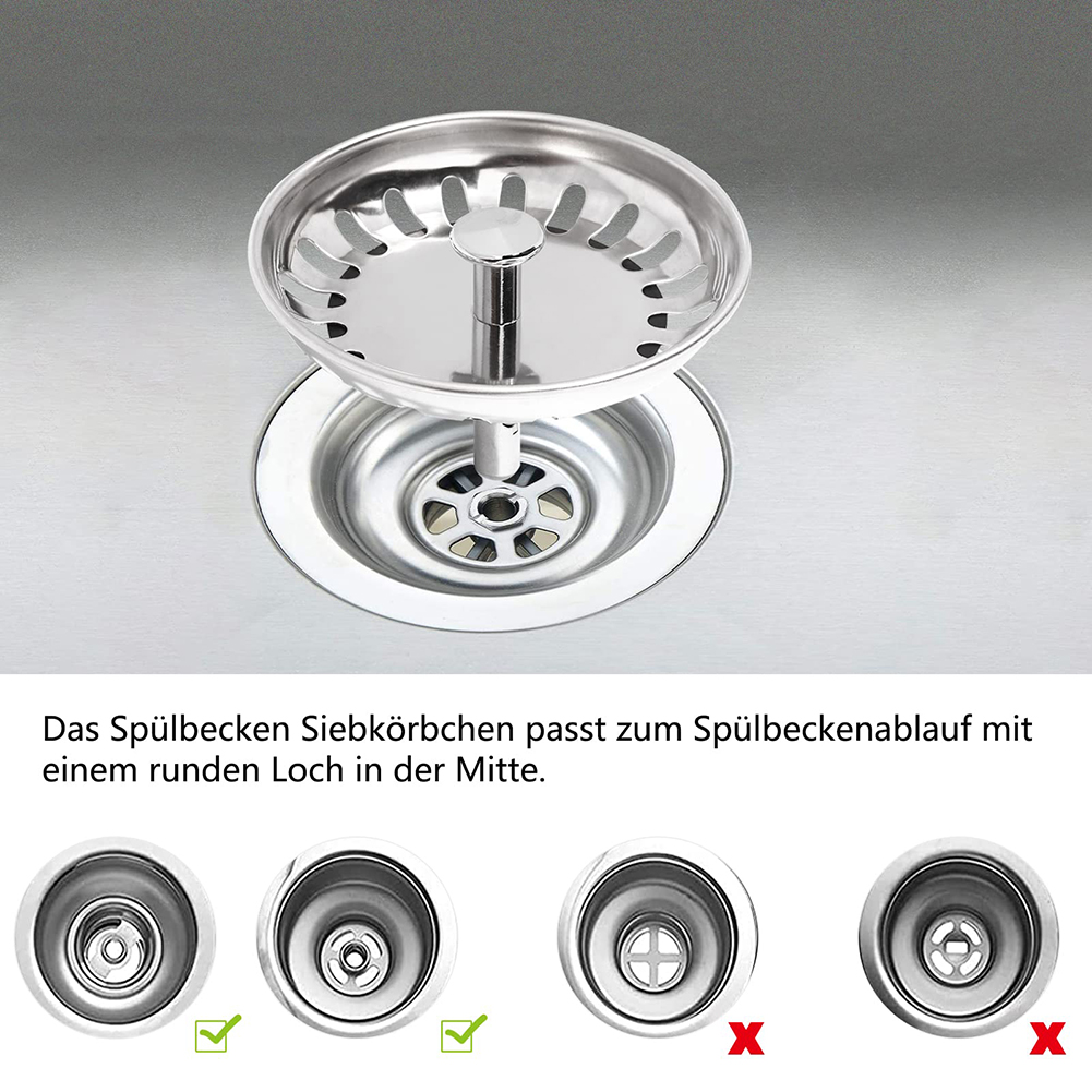 1PC Afval Plug Gootsteenzeefje Vervanging 80mm/82mm/84mm Wastafel Afvoer Filter Rvs bevestigingspin Keuken Woonaccessoires