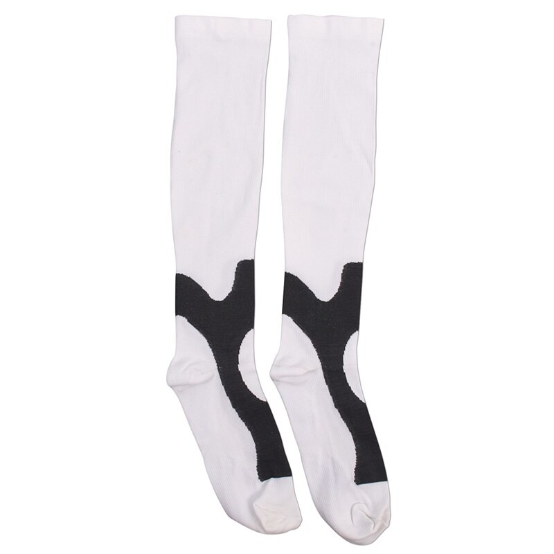 Chaussettes de Compression en cours d'exécution bas 30-40 mmhg hommes femmes chaussettes de sport pour Marathon cyclisme Football: WHITE / L/XL