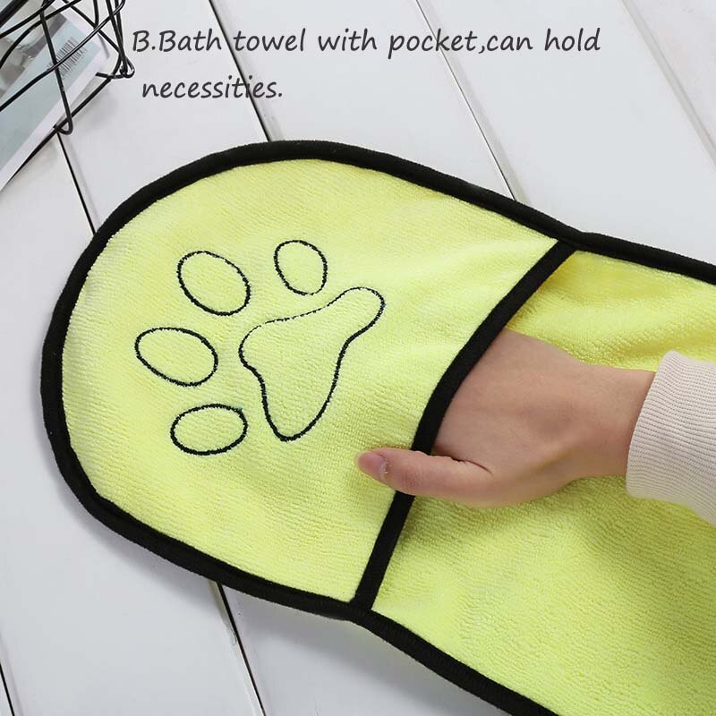 5 stk/parti hundehåndklæde ultraabsorberende mikrofiber kæledyrsbadehåndklæde med dobbelt lomme-badeudstyr