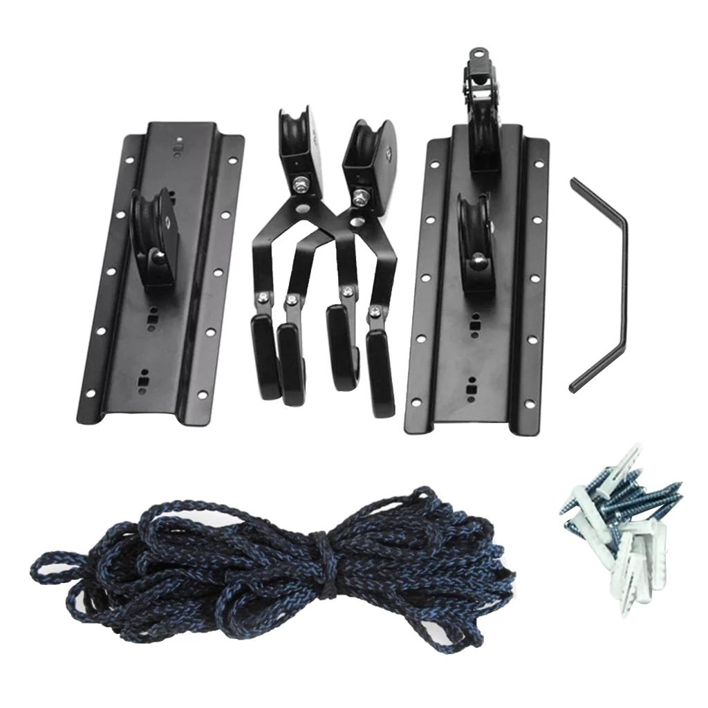 40KG Ceiling Mounted Bike Lift Rack Holder Garage Hook Hoist Pulley System