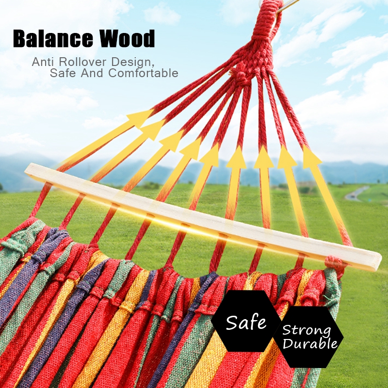 Hamaca a rayas para exteriores, hamaca portátil para jardín, columpio de viaje para acampar, cama colgante de lona, columpio antivuelco para Picnic, ocio, bosque