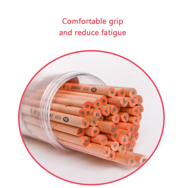 50 Pcs Elementary School Students Writing Pencil Set Office Stationery Hexagonal Triangle Wooden Pencil HB Lead-free Non-toxic