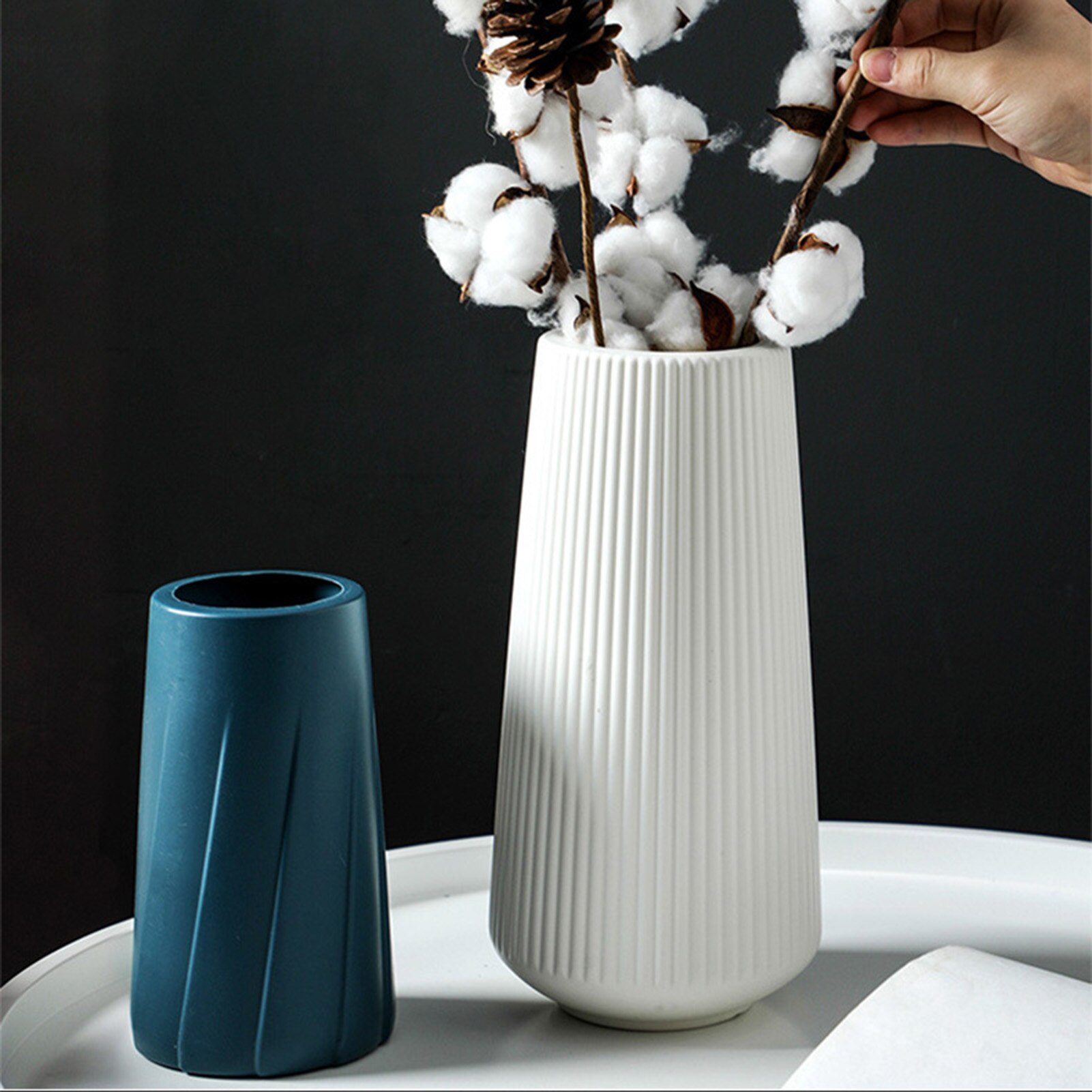 Europese Stijl Creatieve Vaas Hydrocultuur Planten Anti-Keramische Vaas Plastic Niet-Breekbare Groene Plant Bloempot Woondecoratie