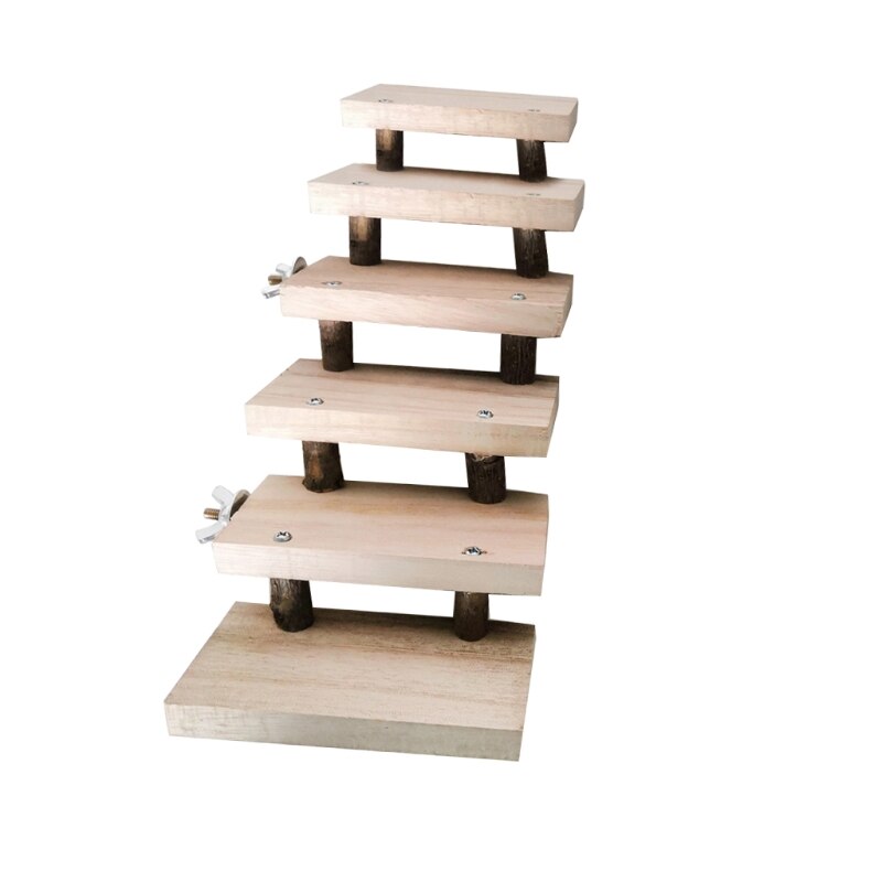 Escalera para hámster de madera Natural de 3/4/5/6/7/8 capas, juguetes para mascotas, loros, escaleras de escalada, , accesorio para jaula: D