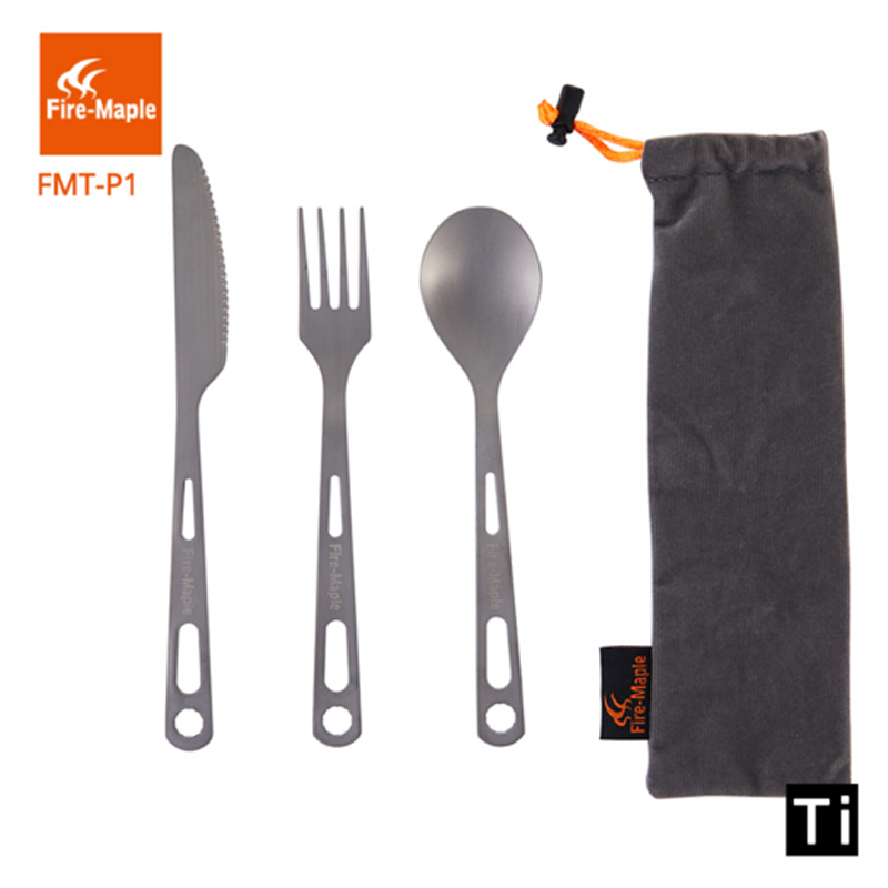 Fire Maple Titanium cubertería de Camping cuchara y tenedor al aire libre juego de cuchillos de 3 uds FMT-P1 de vajilla ligera