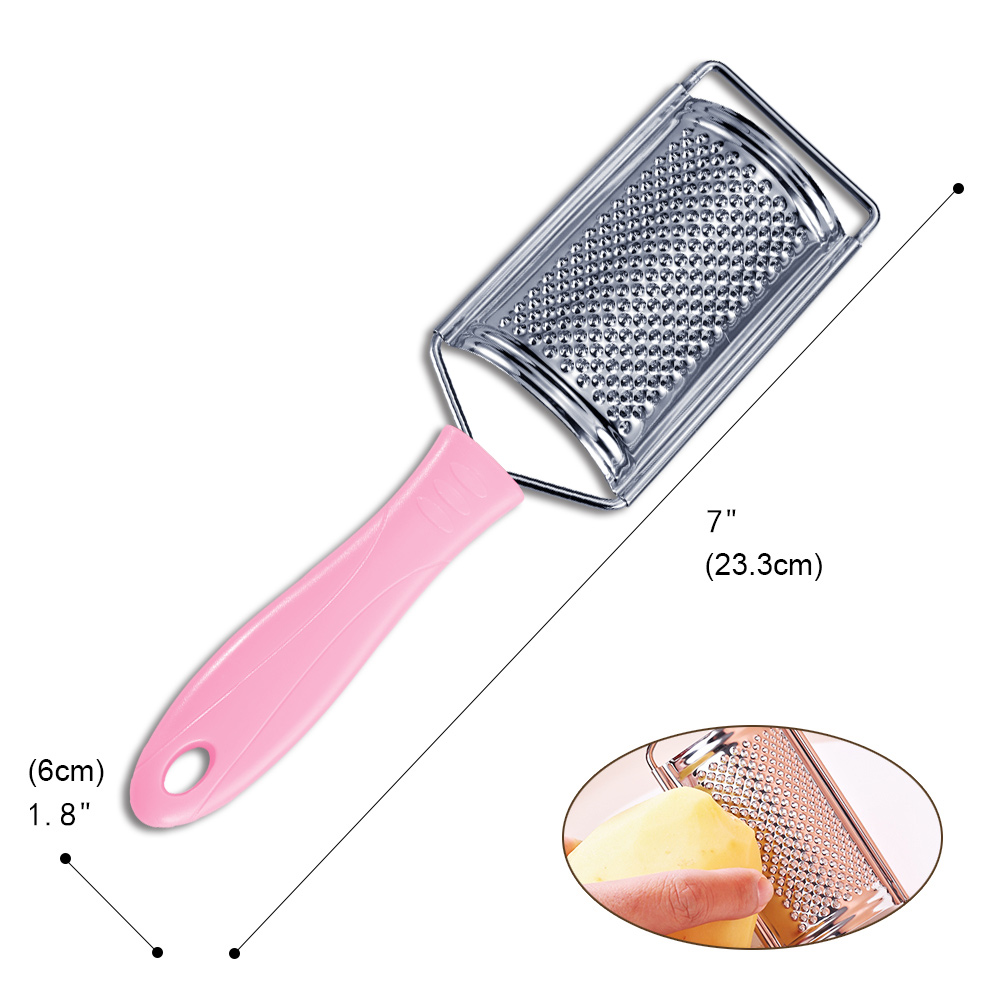 Stainless Steel Cheese Grater Multi-Purpose Kitchen Food Graters For Cheese Chocolate Butter Fruit Vegetable Non-slip Handle: Roze