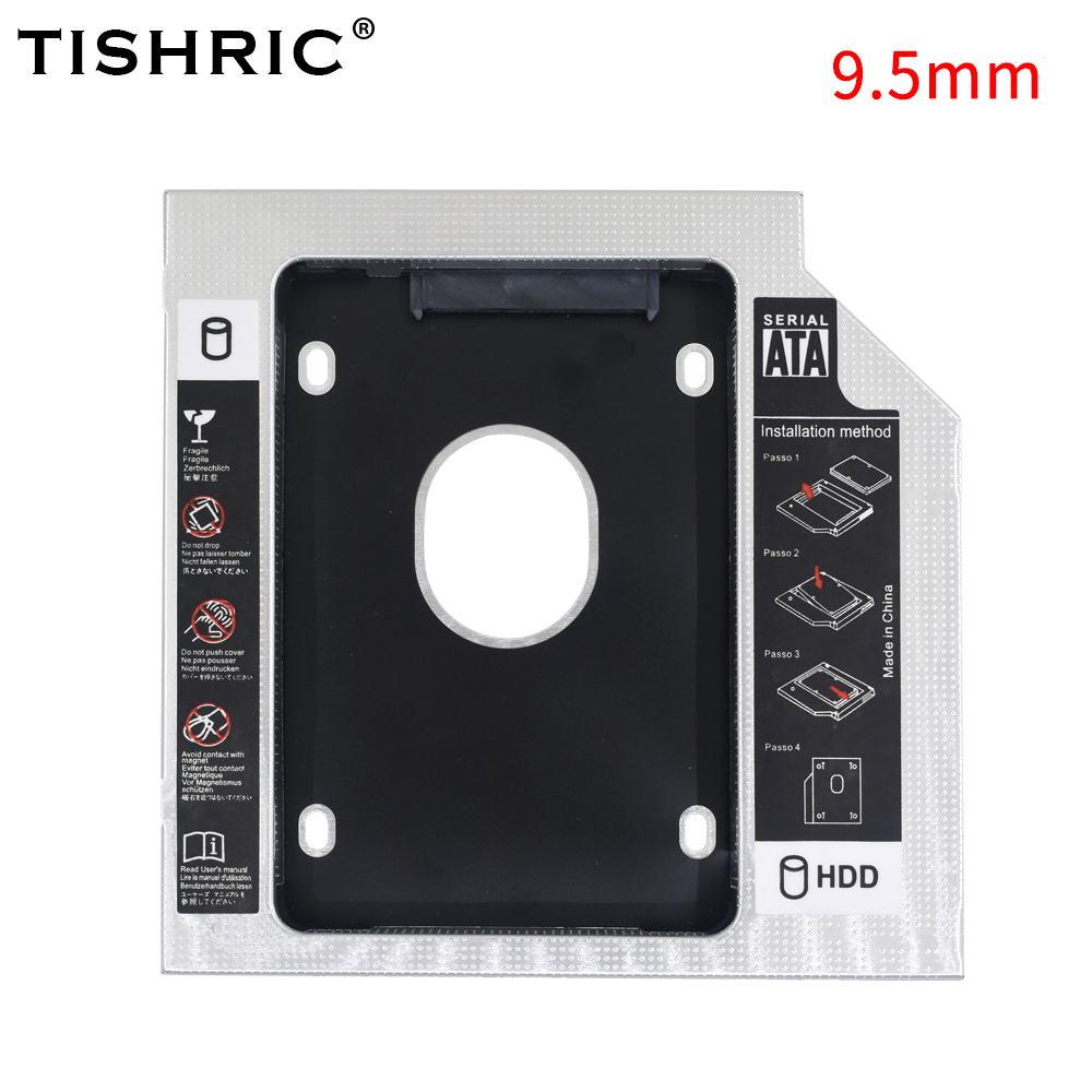 TISHRIC 9.5 12.7mm HDD Caddy SATA 3.0 2.5" Optibay SSD CD DVD To HDD Case Aluminum Universal Enclosure For Laptop CD-ROM DVD-ROM: Gold