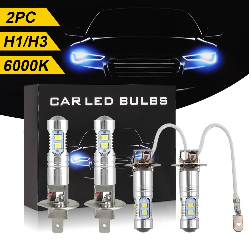 H1/h32 stuks led-koplamp, waterdicht, superheldere mistlamp, dagrijverlichting, nachtmistlamp, 6000k witte auto-accessoires