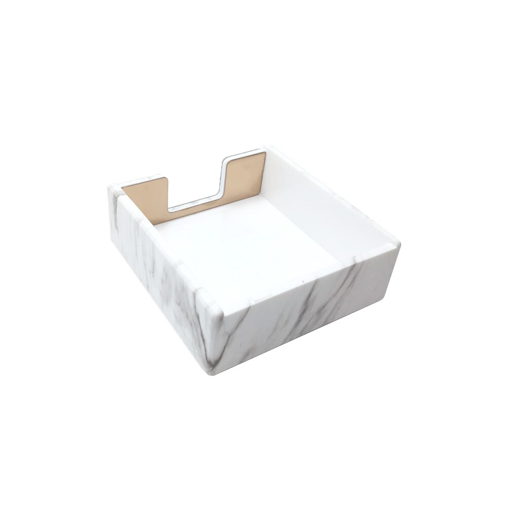Marble Memo Holder Gold Self Stick Notes Cube Dispensers 5mm Super Thick Notepad Case for Office Home Desk Organizers Supplies