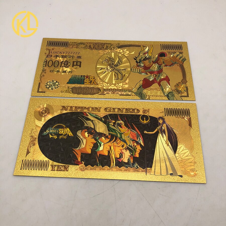Saint Seiya – billets de banque en or, dessin animé japonais, cartes en plastique, amusant: plum