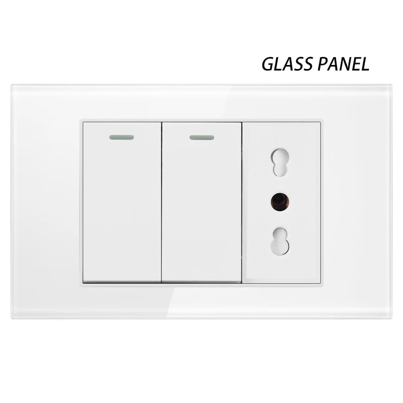 Italy Switch Wall Sockets USB Type-C Chile Plug 16A Chilean Outlets Italian EU Power Socket Tempered Glass Panel Home Office: Gold