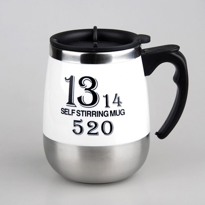 Auto rühren becher Selbst Rühren Becher Edelstahl mischen Kaffee Tee Tasse mit Deckel Automatische Elektrische Faul Kaffee Milch Mischen: 1314-Weiß