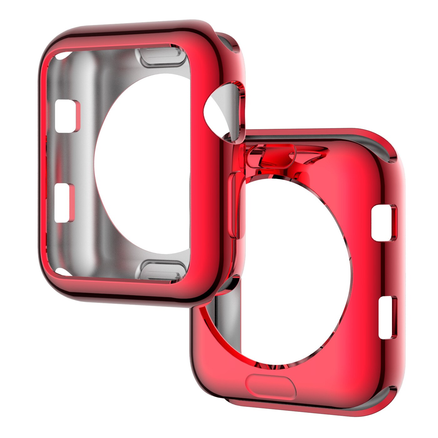 Apple watch-hoesje is van toepassing op een iwatch-gegalvaniseerd tpu-hoesje met een hol rond gat.: Rood / 40mm