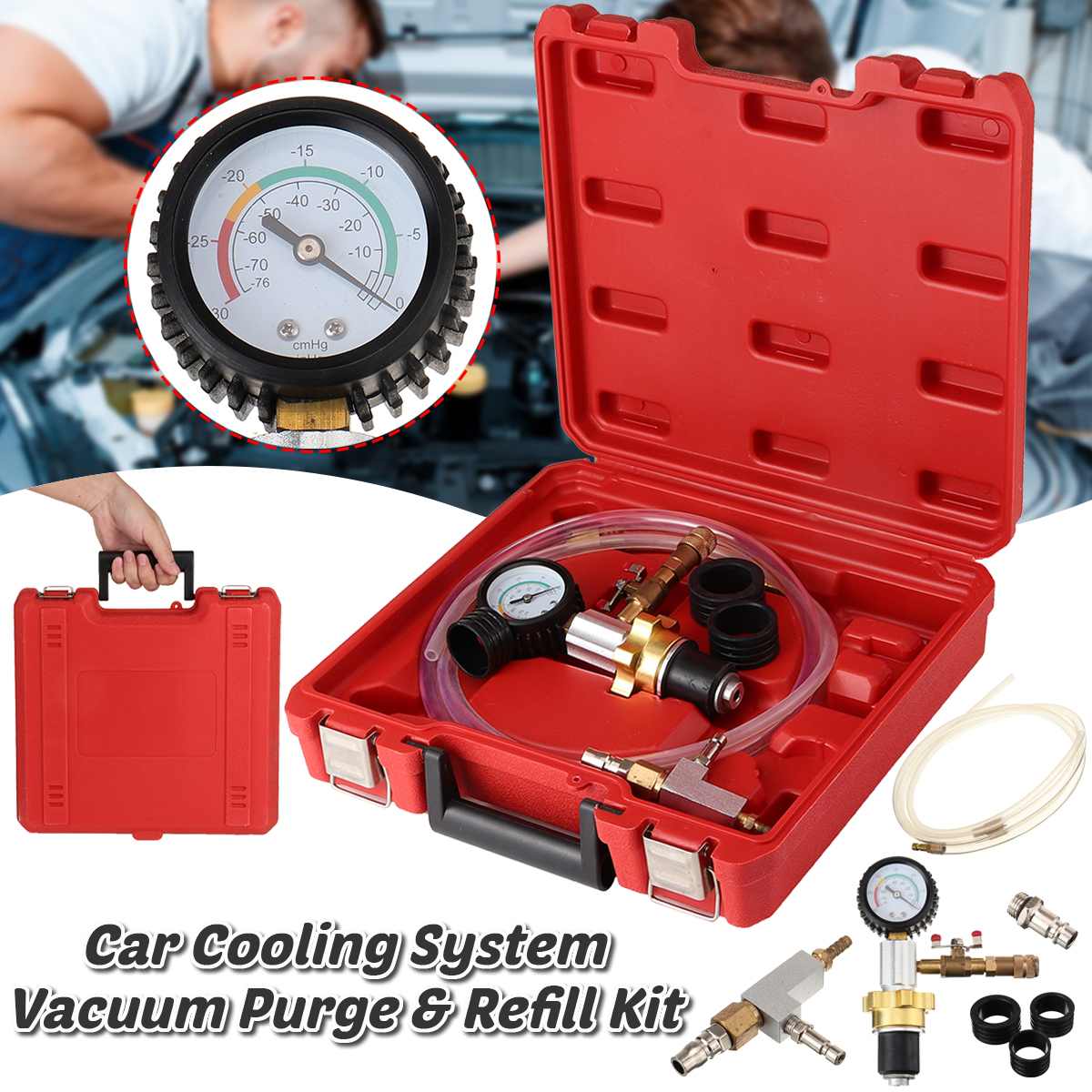 Auto Car Radiator Cooling Antifreeze Replacement Tool Kit Vacuum Pump Coolant System Antifreeze Injector