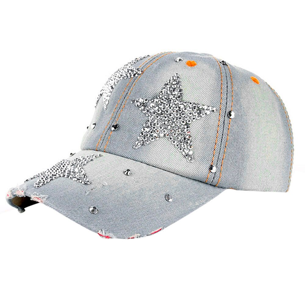 Estrelas denim strass boné de beisebol hip hop chapéu liso boné de beisebol boa qualidade crânio esportes ao ar livre snapback chapéus 0201