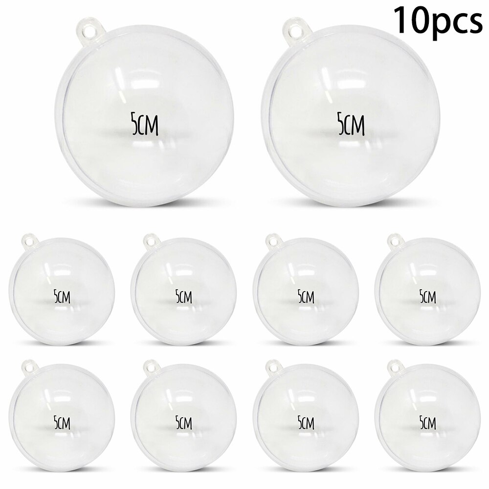 10Pcs Kerst Ronde Clear Invulbare Kerstballen Plastic Gunst Ballen Decor 10Pcs Kerstversiering Plastic Ballen: 5cm